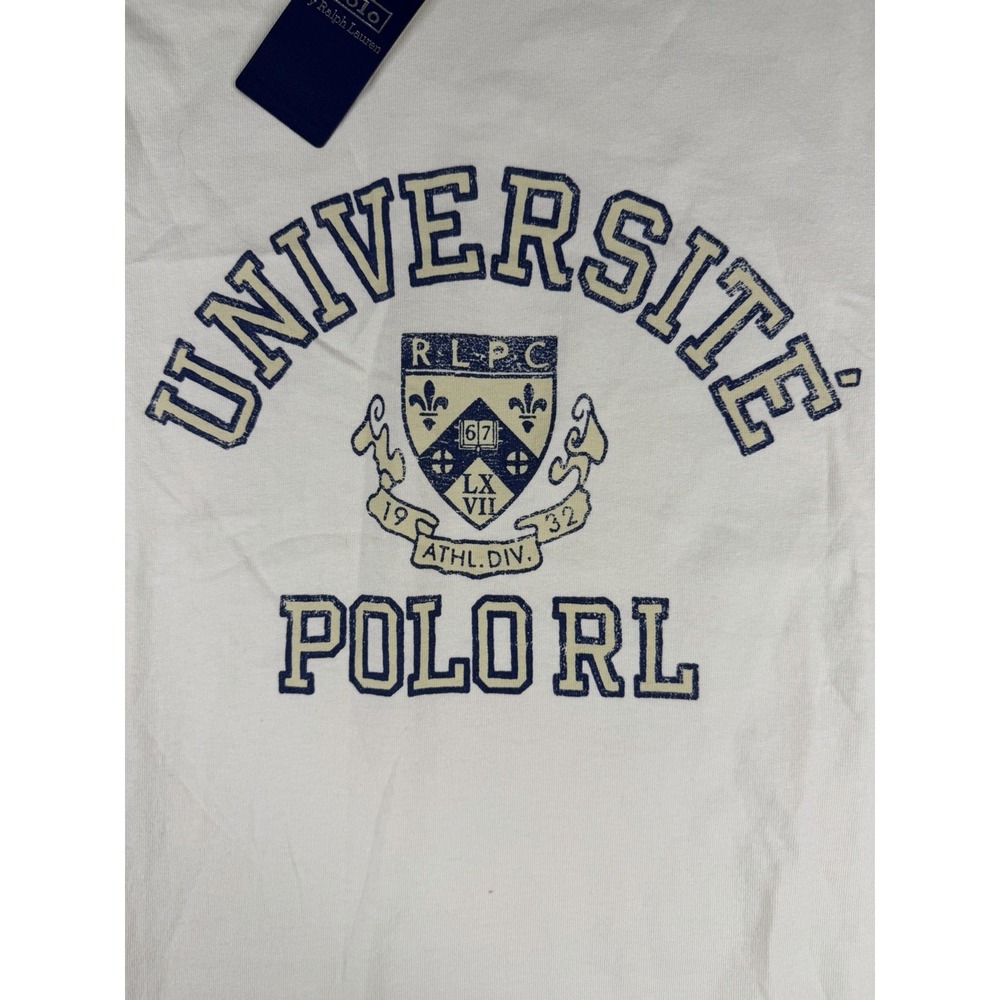 Polo Ralph Lauren Universite Crest Ringer T-Shirt White Navy Blue Men's, 2XLT - Picture 2 of 9